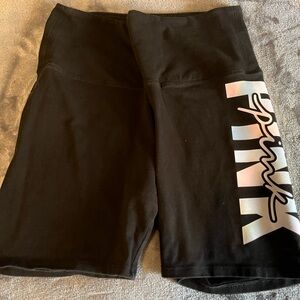 PINK Victoria's Secret Black Bike Shorts with Gradient Logo